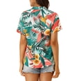 thumbnail image 4 of INSPIRE CHIC Women's Shirts Hawaiian Short Sleeve Tropical Floral Button Down Tops XS White, 4 of 9