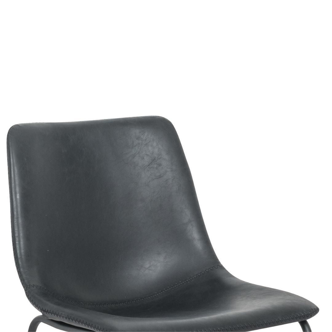 Chaises de salle à manger modernes sans accoudoirs Ani en cuir PU noir – Rembourrées, design élégant du milieu du siècle, construction robuste.