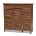 thumbnail image 1 of Bowery Hill Solid Wood Walnut Brown Shoe Cabinet Rectangular 11-Shelf Unassembled, 1 of 10