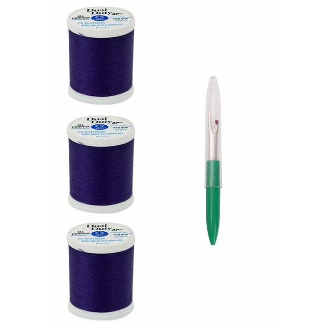 Coats & Clark Fil à Coudre Double Usage XP Fil Poly Polyvalent 125 Verges (Lot de 3) Violet P900-3690-3P avec Coupe-Cœur