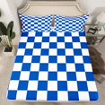 thumbnail image 2 of Erosebridal Checkered Gingham Bed Sheets Set Full Size, Blue White Bed Sheets Full, Rectangle Geometry Decor, 2 of 7
