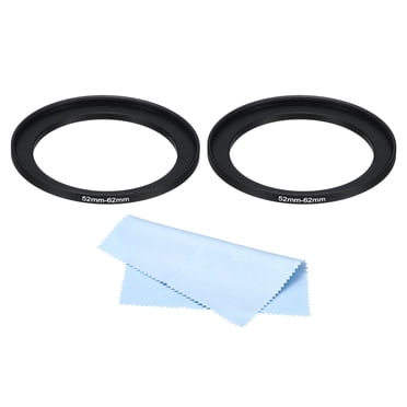 Unique Bargains Bague d'Accélération 52mm-62mm avec Chiffon de Nettoyage, Lot de 2 Bague Adaptateur de Filtre d'Objectif d'Appareil Photo, Noir