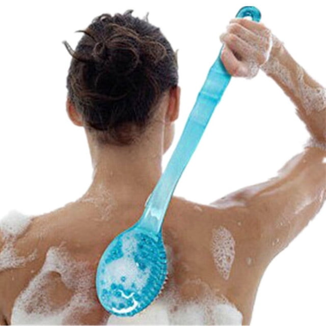 HLONK Bath Brush with Long Handle. Blue Shower Back Scrubber