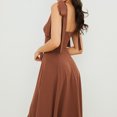 thumbnail image 4 of Pisexur Robe Mi-Mollet Sans Manches à Col en V pour Femme, Col en V Sans Manches, Couleur, à la Mode, Nouvelle, Décontractée, Taille Haute, Tenue pour Femmes, 4 of 4
