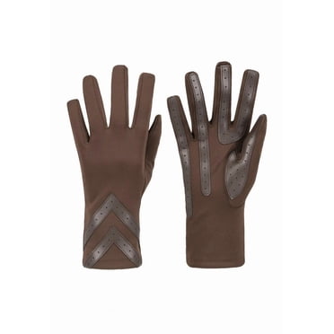 isotoner Gants en Spandex pour Femmes avec Détail Chevron - A30106 (Brun, P/M)