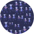 thumbnail image 1 of Ahgly Tapis Rond Lavable en Machine Intérieur Transitionnel Bleu Nuit, 5 Pieds Rond, 1 of 7