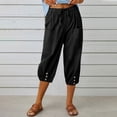 thumbnail image 1 of DPTALR Women Summer Casual Loose Bandage Button Pocket Solid Trousers Capris Pants, 1 of 9