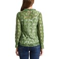thumbnail image 3 of INSPIRE CHIC Women's Crochet Lace See Through Floral Ruffle Neck Blouse S Green-1, 3 of 7