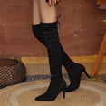 thumbnail image 1 of HKEJIAOI Cuissardes Chaussures pour Femmes à Lacets Talons Hauts Pointus Léopard Mode Bottes Hautes Résilientes, 1 of 4