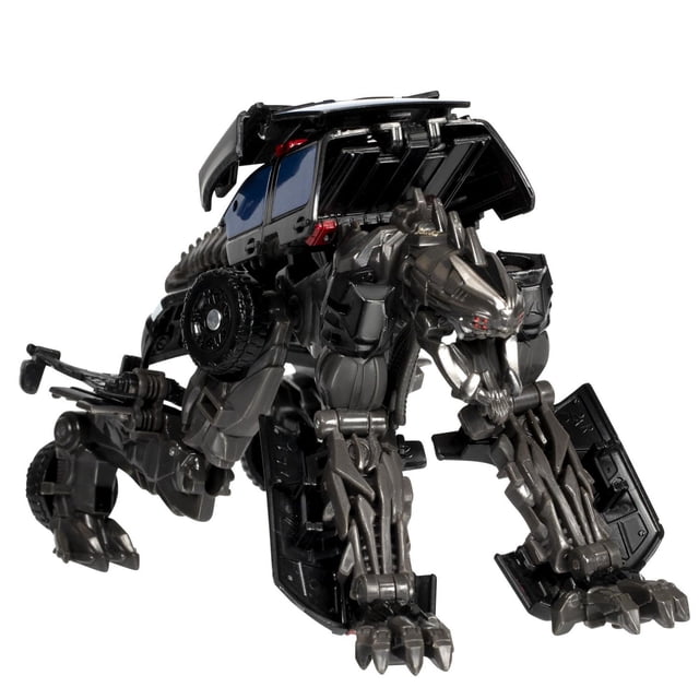 Transformers Série Studio Classe de Luxe Transformers : Sombre de la Lune 94 Decepticon Hatchet Figurine d'Action en mode Panthère Bête Mécanique avec Membres Articulés Gris Foncé et Noirs, Yeux Rouges et Sculpture Détaillée, Présentée sur un Fond Blanc, Convient à l'Exposition de Collection Ou au Jeu Imaginatif.