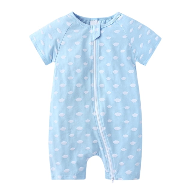 MIASHUI Toddler Summer Clothes Unisex Baby Boy Girl Rompers Short Sleeve Two Way Zipper Jumpsuits,Blue,18-24 Months
