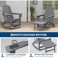 thumbnail image 3 of YUSAZENS Rocking Adirondack Chairs - Folding Rocking Chair with Footrest, Outdoor Chair with Retractable Ottoman and Cup Holder Gray, 3 of 7