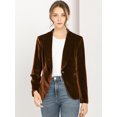 thumbnail image 2 of INSPIRE CHIC Blazer Court en Velours pour Femme à Col Châle, un Bouton, 2 of 6