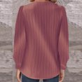 thumbnail image 3 of Yuyuzo Womens Puff Long Sleeve Shirts Collared Button V Neck Tunic Tops Textured Loose Fall Blouses, 3 of 3