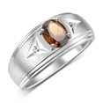 thumbnail image 3 of RYLOS Men's Rings Sterling Silver Classic 8X6MM Oval Gemstone &  Diamond Ring Smoky Quartz June Birthstone Rings For Man Silver Rings Size 8, 3 of 7