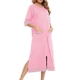 thumbnail image 3 of yievot Robe de Maison pour Femmes Longue à Fermeture Éclair devant Peignoirs Chemises de Nuit avec Poches Tenue d'Intérieur, 3 of 5