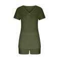 thumbnail image 3 of Ensemble de Pyjama d'Intérieur Confortable pour Femmes 2 Pcs, Col en V, Manches Courtes, Ensemble de Sport, 3 of 5