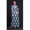 thumbnail image 4 of Bimba Rayon Geometric Shibori Ladies Long Gown Boho Beach Cocktail Party Maxi SlitDress-Large, 4 of 6