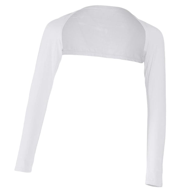 Ramadan Solid Open Cropped Stretchy Modal Full Arm Cover Shrug Hijab White Modal shawl White