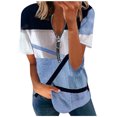 thumbnail image 1 of Birdeem Mode Femmes Été Col en V Manches Courtes Imprimé Fermeture Éclair T-Shirt Blouse Décontractée, 1 of 6