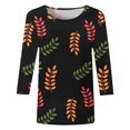 thumbnail image 4 of EQWLJWE Blouses à Manches Longues pour Femmes Hauts pour Femmes Liquidation T-shirt Imprimé de Mode pour Femmes Blouse à Manches 3/4 Col Rond Hauts Décontractés, 4 of 5