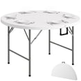 thumbnail image 1 of Outsunny Folding Patio Table Outdoor HDPE Round Picnic Table for 6, White, 1 of 10