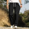 thumbnail image 2 of Pisexur Sweatpants for Men High-end Fabric Work Pants for Men Solid Color Drawstring Elastic Waistband Straight Leg Pants Black,M, 2 of 8