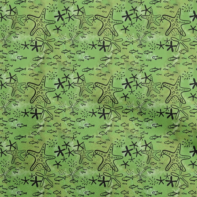 oneOone Georgette Viscose Green Fabric Ocean Life Craft Projects Decor Fabric Printed By The Yard 42 Inch Wide