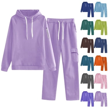 Wiyuqeen Womens Sweatsuits Solid Tracksuit Set 2 Piece Fleece Lined Hoodies Casual Joggers Sweatpants with Pocket Plus Size Outfits