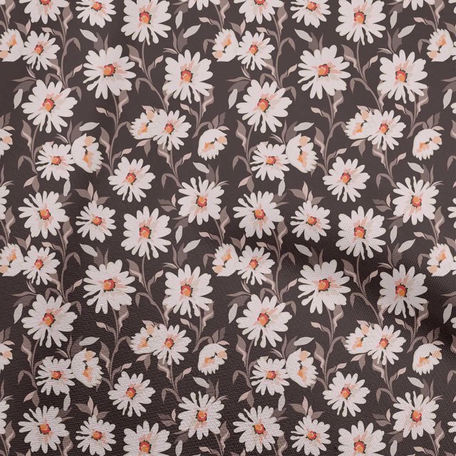 oneOone Tissu Polyester Spandex Marron Floral Rétro Projets de Couture Tissu Imprimé au Mètre 56 Pouces de Large