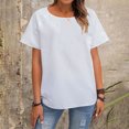 thumbnail image 2 of Yuyuzo Womens T Shirts Plain Short Sleeve Shirts Round Neck Tops Solid Color Basic Summer Tees, 2 of 7