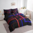 thumbnail image 3 of Ensemble de Literie Carré Abstrait Taille Simple 7 Pcs Noir et Bleu Marine Rouge Ensemble de Couette Rectangle Minimalisme Ensembles de Couette Moderne Géométrique Lit en Sac pour Garçons Filles Accessoires de Literie Esthétiques, 3 of 6
