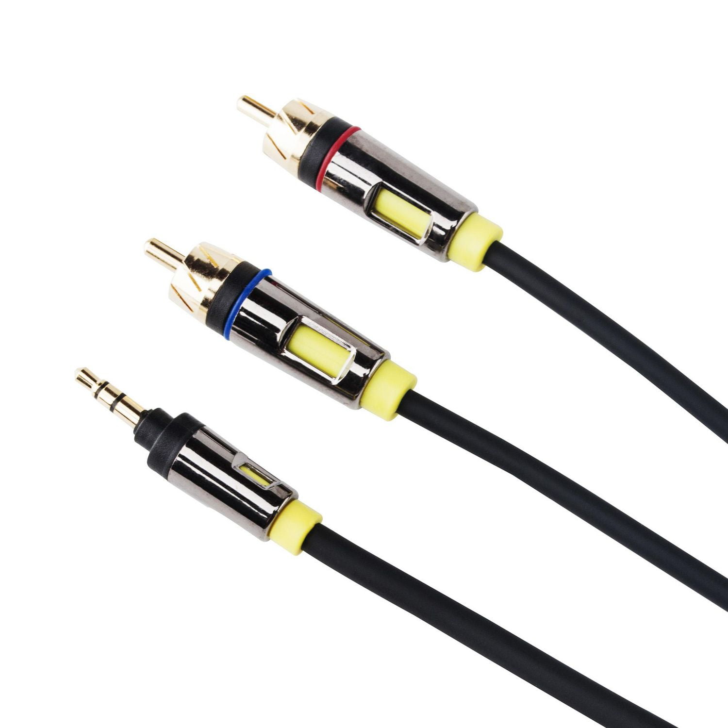 Câble audio 3,5 mm vers 2 RCA mâles avec contacts en or de 1,8 m (6 pi) onn.