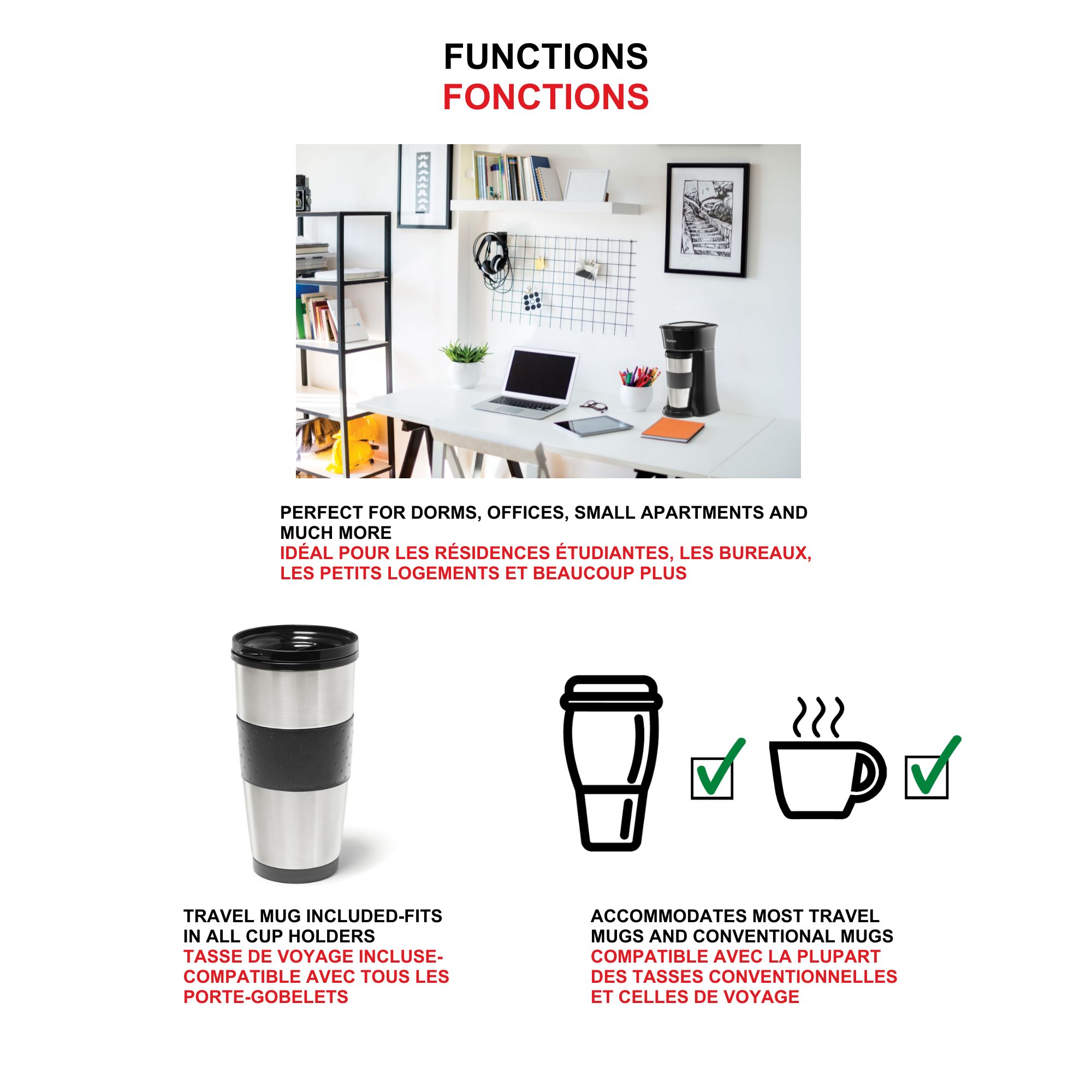 Starfrit Single-Serve Coffee Maker, 12 oz (360 ml), 600 W, with Travel Mug