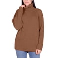 thumbnail image 1 of VgaVtl Pullover Womens Oversized Sweater High Neck Long Sleeve Womens Sweaters Knitted Warm Solid Color Brown Sweaters, 1 of 5
