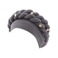 thumbnail image 2 of Fashion Women Beading Braid Hat Muslim Ruffle Cancer Wrap Cap Sleep Caps Satin Lined Hair Bonnets, 2 of 2