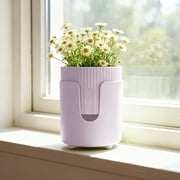 Uscallm Automatic Self-Watering Plant Pots for Indoor Plants, Desktop Flower Pot with Wick System, Breathable Thickened Plastic Planter for Succulents Herbs, Home Garden Decoration Container