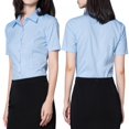 thumbnail image 4 of PENGXIANG Women‘s Cotton Basic Simple Stretch Button Down Shirt  Short Sleeve Blouse, 4 of 9