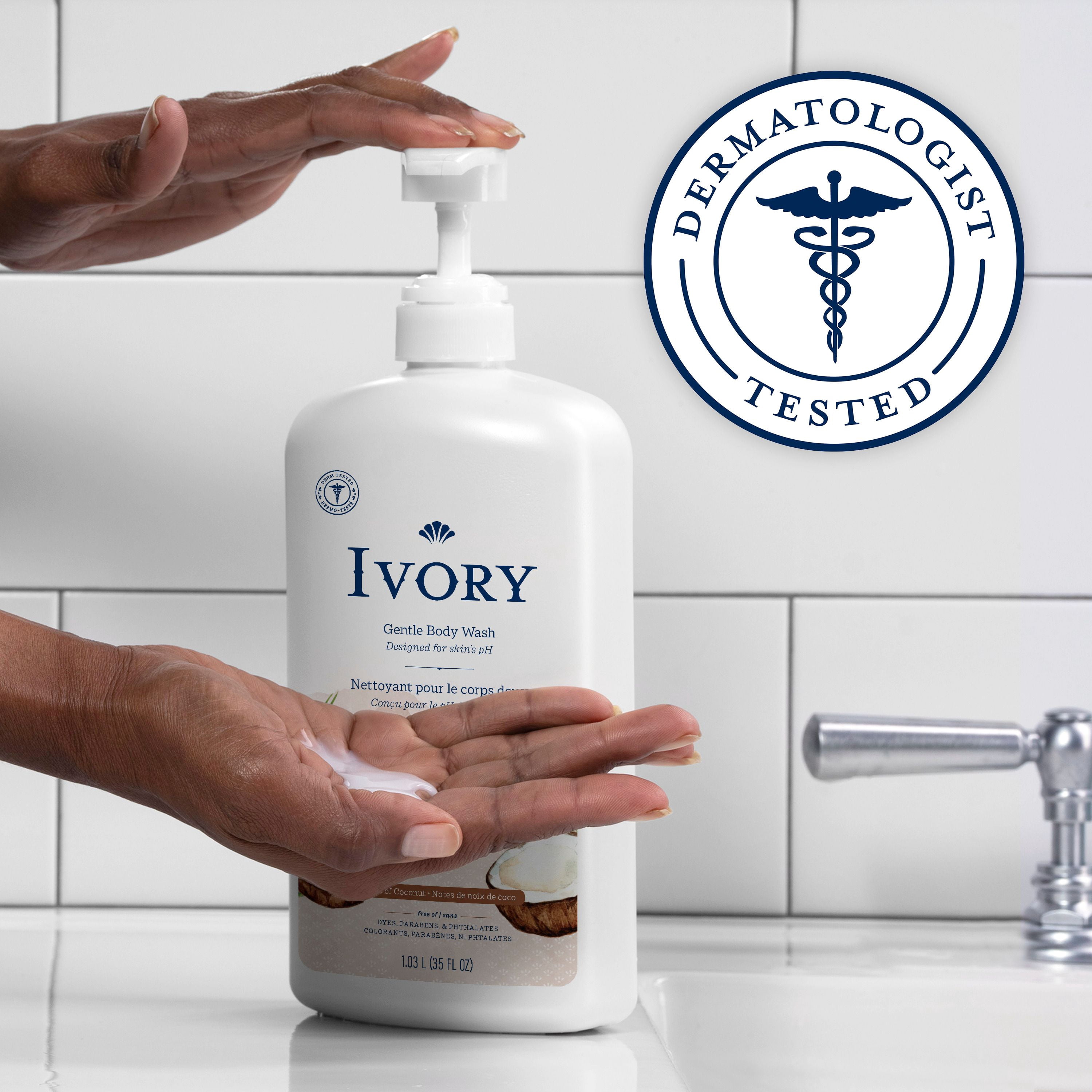 Ivory Nettoyant pour le Corps Doux et Délicat, Parfum de Noix de Coco