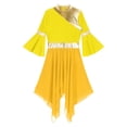thumbnail image 4 of RUNQHUI Robe de Danse Métallique pour Femmes, une Épaule, Manches Évasées, Tenue de Danse Liturgique, Tunique de Danse de Culte, Jaune TTG, 4 of 8