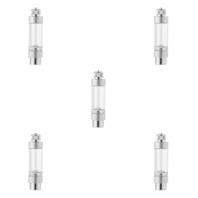 QualitChoice CO2 Meter Bubble Counter for Aquarium Non-return CO2 Regulator Aluminum Alloy silver 8cm 5Set