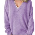 thumbnail image 1 of Timegard Womens Sweaters V Neck Long Sleeve Pullover Solid Color Oversized Tops Loose Comfy Blouses, 1 of 6