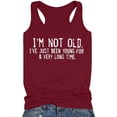 thumbnail image 5 of Meichang Débardeurs Je Ne Suis Pas Vieille pour Femmes 2024 Dos Nageur Col Rond T-Shirts T-Shirts à Lettres Amusantes Mode d'Été Sans Manches Débardeurs T-Shirts, 5 of 5