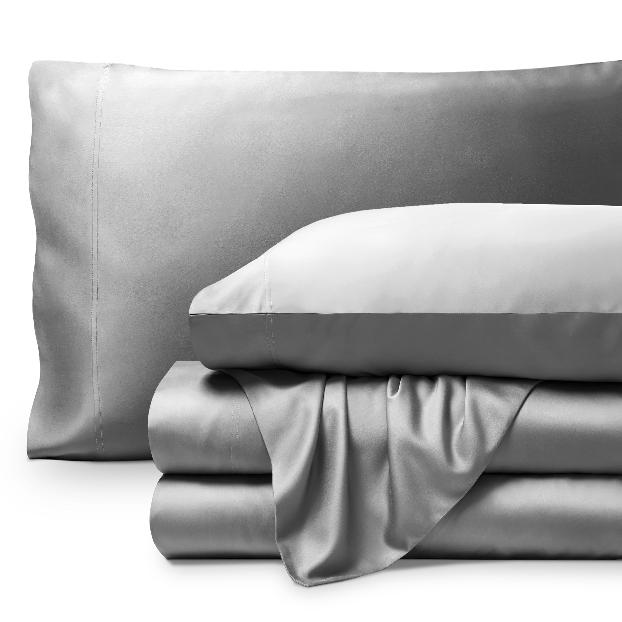 Bare Home Bamboo Sheet Set - Made from Rayon Fibers - Deep Pockets - 4 Piece - King, Light Gray