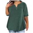 thumbnail image 1 of AherBiu Plus Size T Shirts for Women V Neck Loose Comfy Basic Tees Summer Workout Oversized Tshirt Tops, 1 of 7