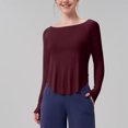 thumbnail image 2 of Timegard Workout Tops for Women Scoop Neck Long Sleeve Crop Tops Irregularly Athletic Running Tee Shirts, 2 of 5