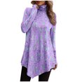 thumbnail image 1 of Birdeem T-Shirt à Manches Longues Irrégulières Col Rond Couleur Unie pour Femmes, 1 of 1