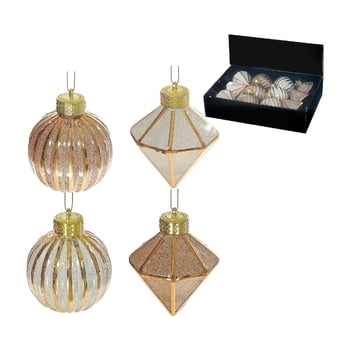 Glitter Diamond And Ball Ornament (Asstd) (12/Disp) - Set of 12