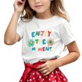 thumbnail image 1 of T-shirts Garçons Décontractés à Manches Courtes avec Lettres et Fleurs, Col Rond, T-Shirt Confortable, Vêtements Garçon Tout-Petit, Blanc, 1 of 4