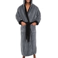 thumbnail image 1 of Innerwin Dressing Gown Solid Color Men Wrap Robe Home Hooded Thicken Plush Bath Robes Gray Black L, 1 of 3